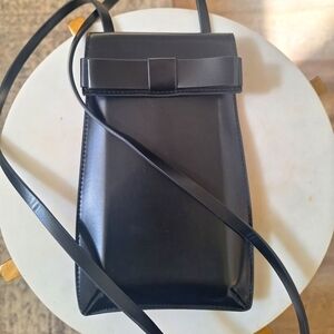 Black Leather Crossbody Phone Bag